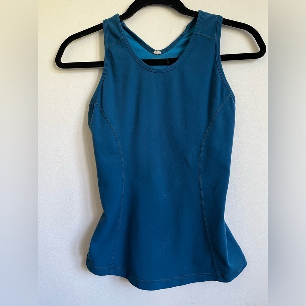 Lululemon High Neck Tight Back Pocket Athletic Tank Top - Blue - US 8